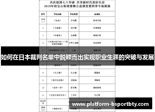 如何在日本裁判名单中脱颖而出实现职业生涯的突破与发展